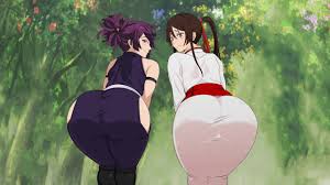 jigokuraku, yamada asaemon sagiri, yuzuriha (jigokuraku), 2girls, ass - Rule  34 XYZ