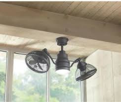 Indoor/outdoor weathered copper oscillating ceiling fan with wall control. Outdoor Indoor Twin Oscillating Gyro Ceiling Fan Led Light Industrial Dual Cage 792145367413 Ebay