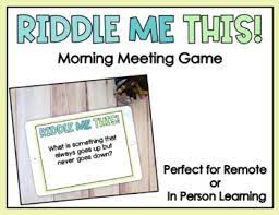 I also see how beneficial it. Distance Learning Riddle Me This Morning Meeting Zoom Game Virtual Game