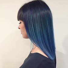 Blue Ombre For Straight Black Hair Balayage Straight Hair Dark Blue Hair Hair Color Blue