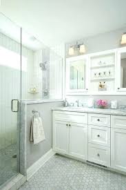 Adding style (and storage space) to powder rooms. Image Result For Glass Shower With Vanity Against It No Pony Wall Grey Bathroom Floor Bathroom Remodel Master Light Grey Bathrooms