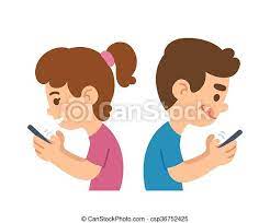 Niños de dibujos animados jugando vectores en stock clipart me. Ninos Jugando Videojuegos Chico De Dibujos Animados Y Chica Usando Smartphones Para Jugar Juegos O Mensajes De Texto Ninos Canstock