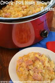 Ham And Hash Brown Casserole Cheesy Easy Slow Cooker Recipe Recipe Breakfast Crockpot Recipes Crockpot Casserole Recipes