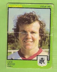 1982 SCANLENS RUGBY LEAGUE CARD #110 LES BOYD, MANLY SEA EAGLES, DAMAGED