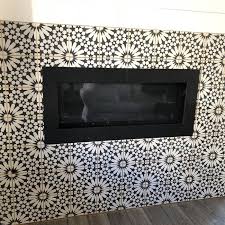 Black And White Mosaic Tile Fireplace Agdal 8 X 8 Cement Patterned Wall Floor Tile In 2020 Fireplace Tile Mosaic Tile Fireplace Mosaic Fireplace