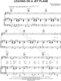 John Denver Leaving On A Jet Plane Sheet Music In A Major Transposable Download Print In 2020 Sheet Music Guitar Chord Chart Jet Plane