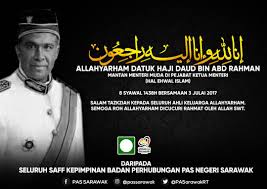 Turki sampaikan takziah kepada indonesia atas kematian para penumpang pesawat yang terhempas ke laut. Pas Sarawak Ucap Takziah Buat Keluarga Datuk Daud