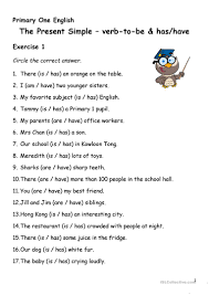 Do, eat, have, sleep, etc. Simple Present Tense Verb To Be Has Have English Esl Worksheets For Distance Learning And Physical Classrooms