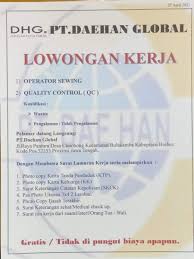 Check spelling or type a new query. Lowongan Kerja Pt Daehan Global Brebes Terbaru Terbaru 2021