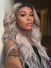Black And Grey Lace Front Wig Ombre Grey Synthetic Lace Front Wigs With Images Platinum Blonde Hair Wig Hairstyles Black Girl Natural Hair