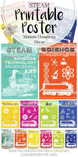 I Love Modern Bright Classroom Decor These Easy To Print Posters Cover The Acro Science Quotes Science And Technology Science Technology Engineering Art Math