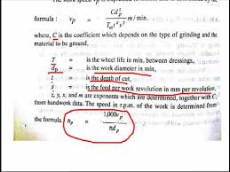 cutting speed work speed and depth of cut of grinding wheel part 6 unit 1 mc mt