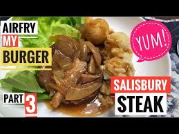 Combine breadcrumbs, grated onion, and beef broth in a bowl. Air Frying Frozen Burger Steak Part 3 Easy Salisbury Steak Dinner Airfry Edition Cuzuvmcvoy Youtube