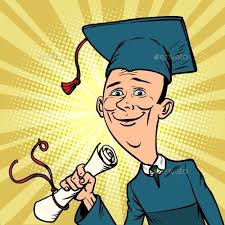 Male Graduate From University Or College Retro Vector Illustration University Graduation Pop Art