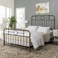 Amazon Com Walker Edison Vintage Metal Iron Pipe Queen Size Bed Headboard Bedroom Furniture Decor