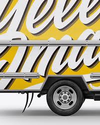 Download Box Truck Mockup Side View In Vehicle Mockups On Yellow Images Object Mockups Yellowimages Mockups