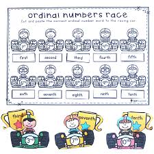 Number image black and white. Ordinal Number Racing Cars Top Teacher