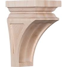 Ekena Millwork 3 1 2 In X 6 In X 3 3 4 In Cherry Mini Nevio Wood Corbel Corw03x03x06nech The Home Depot Wood Corbels Corbels Unfinished Wood