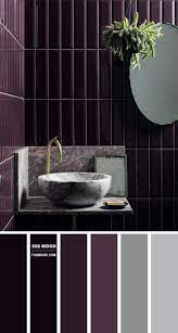 Grey stone bathroom ,grey vanity bathroom ,purple and grey bathroom ideas. Grey And Purple Color Scheme For Bathroom