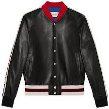 Gucci Leather Bomber Jacket With Applique 3 045 Liked On Polyvore Featuring Men S Leather Jacket Men Style Mens Leather Bomber Jacket Jackets Men Fashion