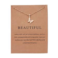 Brand your jewelry with custom jewelry cards from gems on display. Ailodo Make A Wish Card Necklace Gold Color Butterfly Pendant Necklace For Women Girls Fashion Birthday Gift Card Jewelry Ld241 Buy At The Price Of 0 79 In Aliexpress Com Imall Com