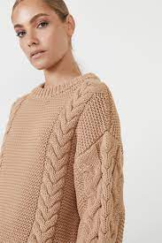 Cable knitting is a style of knitting in which textures of crossing layers are achieved by permuting stitches. Chloe Cable Knit In Stone Bardot