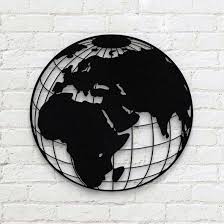 42cm Yuvarlak Dunya Metal Tablo Tablolar Oymacilik Cizim