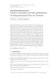 Pdf Capital Constraints And The Performance Of Entrepreneurial Firms In Vietnam
