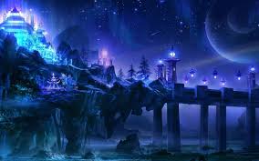 Collection of the best fantasy city wallpapers. View In The Future Fantasy City Art Pictures Night Temple Lights Bridge Rock Stones 4k Ultra Hd Wallpaper For Desktop Laptop Tablet Mobile Phones And Tv 3840x2400 Wallpapers13 Com