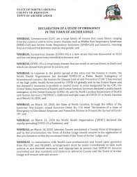 The state of emergency in new york is in effect until september, but cuomo also temporarily suspended or modified more than 20 state laws or regulations until at least april 6. Town Of Archer Lodge North Carolina Declaration Of A State Of Emergency In The Town Of Archer Lodge 3 17 20