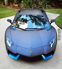 Black And Blue Lamborghini Aventador Satin Grey Lamborghini Aventador With Azure Blue And Carbon Fiber Trims Lamborghini Cars Best Luxury Cars Lamborghini
