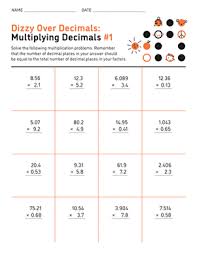 These free decimal worksheets start with the conversion of simple fractions (denominators of 10 or 100) to/from decimals and … Dizzy Over Decimals Multiplying Decimals 1 Worksheet Education Com