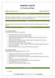 It is a written summary of your academic qualifications, skill sets this is another sample cv template that will be of great use for recent college graduates in making their cv by taking the sample as a reference for applying for jobs in various fields. Warehouse Helper Resume Samples Qwikresume