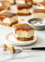 This 6 inch cheesecake recipe makes a mini new york style cheesecake with three layers of graham cracker bake time 1 hour 30 minutes. No Bake Caramel Cheesecake Bars Oh Sweet Basil