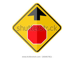 Black And Yellow Sign With Arrow Meaning Isolated Stop Ahead Sign On Yellow Round Diamond Board With Black Frame Symbol For Transportation Use Icon Logo Etc Paperwork Flat Vector Design