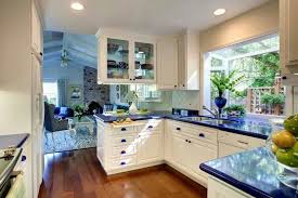 Deep Blue Countertop In Kitchen Blue Country Kitchen Blue Countertops Blue Kitchen Countertops