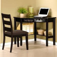 Don't forget to place an upholstered ottoman in front for an added pop of comfort & style. Large Black Corner Writing Desk Chair Black Office Furniture Black Corner Desk Vintage Wooden Desk