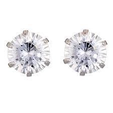 Cubic zirconia 14k gold over silver stud earring set. 9ct White Gold Cubic Zirconia 5mm Stud Earrings H Samuel