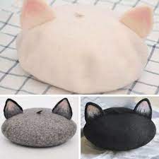 Hand Made Custom Australian Woolen Kitty Cat Ear Beret Hat Sp165247 Cat Ear Beret Cute Hats Kawaii Hat