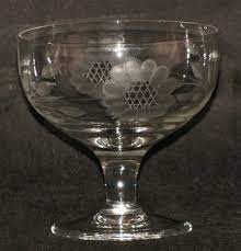 Vintage W J Hughes 12 Petal Cornflower Crystal Sherbet Parfait Stem Glass Goblet Stemmed Glass Glass Stemware Glass