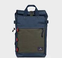 Mochila enrollable de poliéster 100% reciclado - Azul marino y caqui