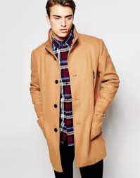 For this season and every one after. Produkt Funnel Neck Wool Overcoat In Camel Brown For Men Lyst