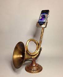 Iphone Speaker Stand Made From Recycled Brass Trumpets Diy Musical Instruments Diy Instruments Projects Diy Instruments