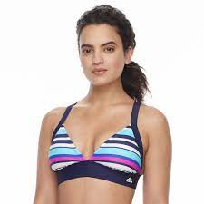 Women S Adidas Striped D Cup Bikini Top Bikini Tops Adidas Women D Cup Bikini