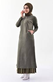 Sefamerve Fermuarli Uzun Spor Tunik 1225 02 Haki The Dress Elbiseler Tunik