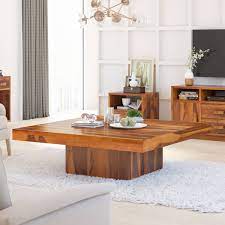 This large wooden coffee table is a relatively easy diy project. Brocton Rustic Solid Wood Large Square Coffee Table With Pedestal