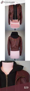 Nollie Faux Leather Maroon Hooded Jacket Clothes Design Fashion Clothes For Women