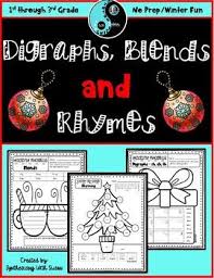 Winter Holiday Digraphs Blends And Rhymes Rhyming Activities Digraph Winter Holidays