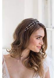 Thin Headband With Crystals And Pearls David S Bridal Bridal Hair Down Wedding Hair Down Wedding Hair Headband