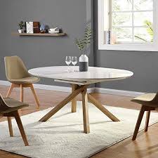 Albus extending square table with corner legs, also available in rectangular models, and with fixed tops. Cherry Tree Furniture Grenchen Round To Oval 4 To 6 Seater White High Giftenza